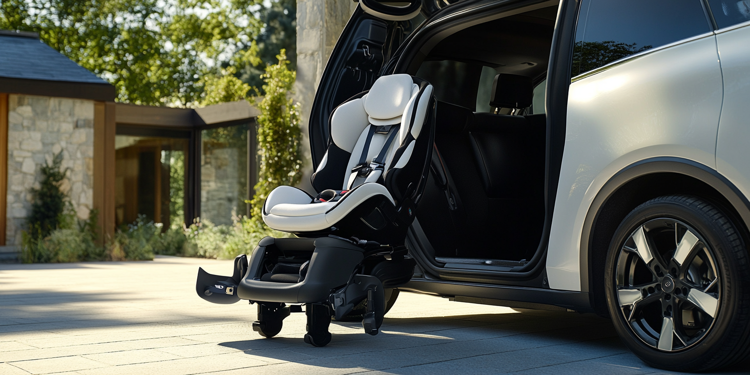 Special-needs car seat installed forward-facing; top tether attached; lateral supports positioned; child buckled with harness at proper height